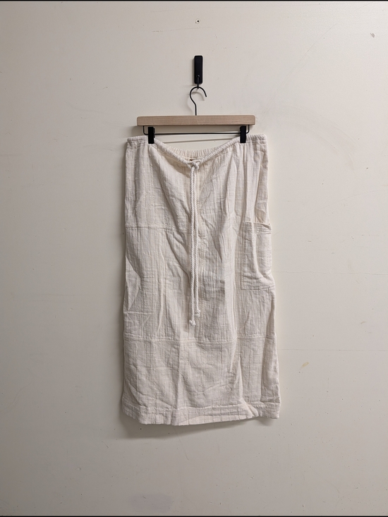 Free People Dresses & Skirts - Free People Linen-Blend Drawstring Midi Skirt in Cream New With Tags Large